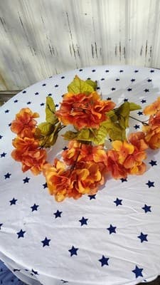 Mixed Artificial Flowers Bundle Orange Pink Red Gold Plastic Fabric - Thumbnail 23