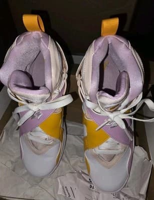 Jordan Air Jordan 8 High Top Kids Sneakers Pink Yellow White 7Y Colorblock - Thumbnail 3