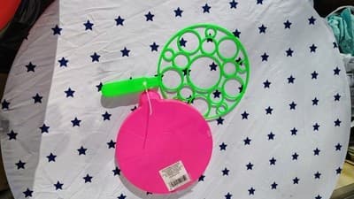 Colorful Plastic Bubble Wands Set Pink and Green - Thumbnail 2