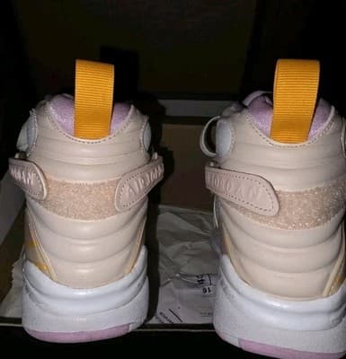 Jordan Air Jordan 8 High Top Kids Sneakers Pink Yellow White 7Y Colorblock - Thumbnail 2
