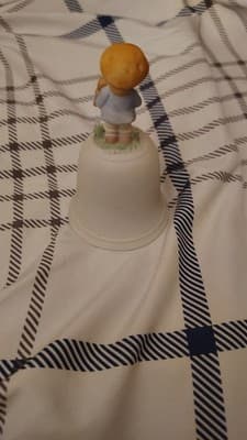 Porcelain Hand Painted Bell with Child Figurine, Floral Pattern, Matte Finish - Thumbnail 2