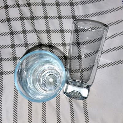 vintage Duz detergent sapphire star Blue juice Glass Set of 2, 2 1/2 oz Round - Image 1