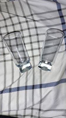 vintage Duz detergent sapphire star Blue juice Glass Set of 2, 2 1/2 oz Round - Thumbnail 3