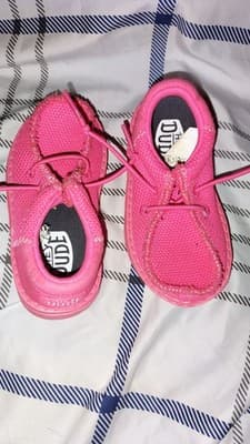 Hey Dude Girls Pink Moccasin Flats Lace Up Casual Shoes US 6 Low Top - Image 1