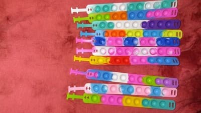 Multicolor Pop It Sensory Fidget Bracelets Lot Tactile Toy for Ages 3-11 Years - Thumbnail 2