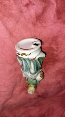 Hand Painted Ceramic Woman Figurine Blue Green White Decorative Collectible - Image 1