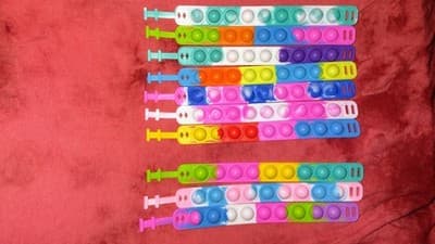 Multicolor Pop It Sensory Fidget Bracelets Lot Tactile Toy for Ages 3-11 Years - Image 1