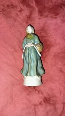 Hand Painted Ceramic Woman Figurine Blue Green White Decorative Collectible - Thumbnail 3