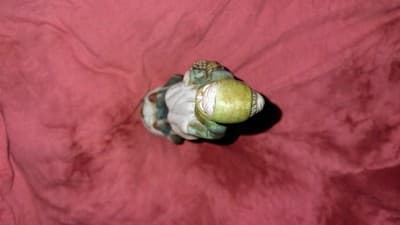 Hand Painted Ceramic Woman Figurine Blue Green White Decorative Collectible - Thumbnail 2