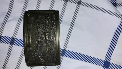 Silver City Mining Company Brass Match Holder Stagecoach Engraved Design - Image 1