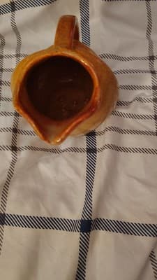 Nilogy Brown Ceramic Glossy Pottery Pitcher with Handle, Round Solid - Thumbnail 4
