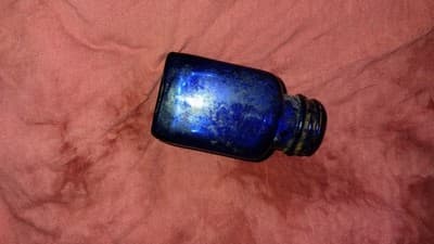 Antique Cobalt Blue Poison Bottle Pre-1900 Glass - Thumbnail 2