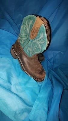 Ariat Western Equestrian Boots Brown Turquoise Embroidery - Thumbnail 2