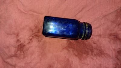 Antique Cobalt Blue Poison Bottle Pre-1900 Glass - Thumbnail 3