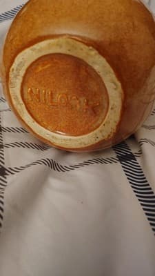 Nilogy Brown Ceramic Glossy Pottery Pitcher with Handle, Round Solid - Thumbnail 2