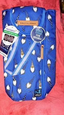 Arctic Zone Insulated Lunch Bag Blue Gnome Print ICE WALLS with Ice Wall Pack - Image 1