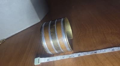 Vintage Brass & Aluminum Wide Cuff Bracelet – Striped Industrial Design –... - Thumbnail 3