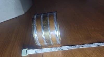Vintage Brass & Aluminum Wide Cuff Bracelet – Striped Industrial Design –... - Thumbnail 2
