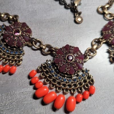 J.Crew Factory Fringed Fan Necklace NWT - Thumbnail 2