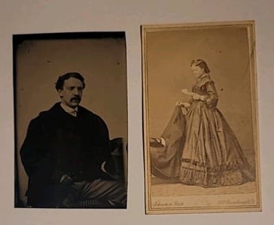 Antique 1/6 Plate Tintype & 1860s CDV Victorian Portrait Photograph - Image 1
