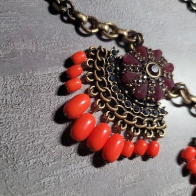 J.Crew Factory Fringed Fan Necklace NWT - Thumbnail 3