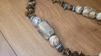 Handmade Tiger’s Eye & Picture Jasper Beaded Necklace | Earth Tone Stone Jewelry - Thumbnail 8