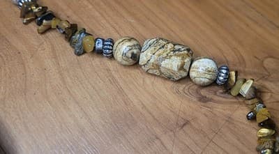 Handmade Tiger’s Eye & Picture Jasper Beaded Necklace | Earth Tone Stone Jewelry - Thumbnail 9