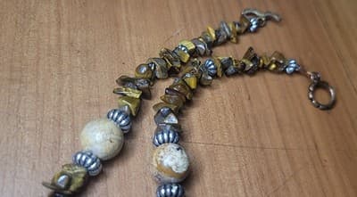 Handmade Tiger’s Eye & Picture Jasper Beaded Necklace | Earth Tone Stone Jewelry - Thumbnail 11