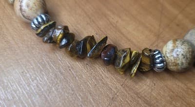 Handmade Tiger’s Eye & Picture Jasper Beaded Necklace | Earth Tone Stone Jewelry - Thumbnail 12