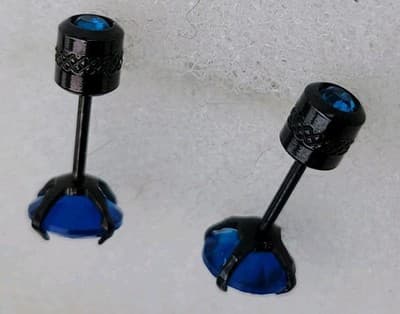 Titanium Screw Back Stud Earrings Men Women 18K Black Plated Surgical Steel Blue - Image 1