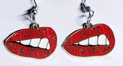 Taylor Swift LIPS MOUTH Enamel LYRICS If A Man Talks S**t Earrings Swifty Merch - Image 1