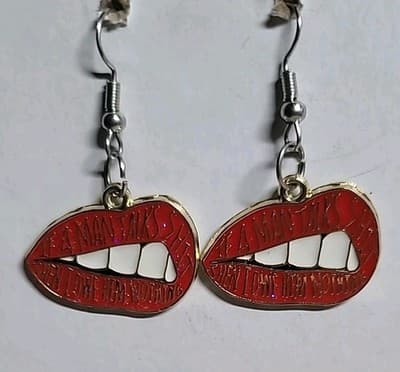 Taylor Swift LIPS MOUTH Enamel LYRICS If A Man Talks S**t Earrings Swifty Merch - Thumbnail 2