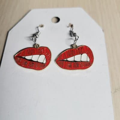 Taylor Swift LIPS MOUTH Enamel LYRICS If A Man Talks S**t Earrings Swifty Merch - Thumbnail 3
