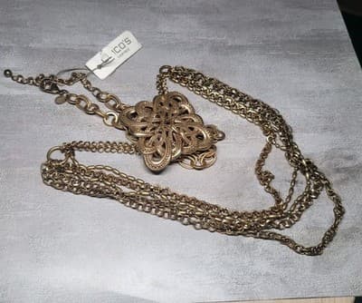 Vintage Chico's Convertible Statement Necklace & Brooch Set Chunky Chain Signed - Image 1