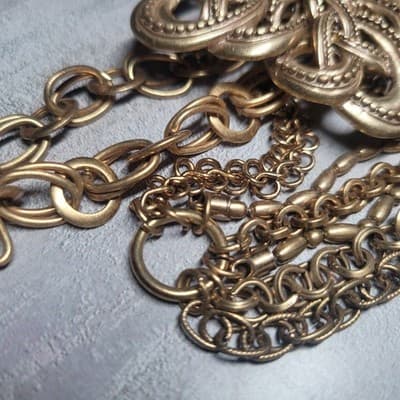 Vintage Chico's Convertible Statement Necklace & Brooch Set Chunky Chain Signed - Thumbnail 6