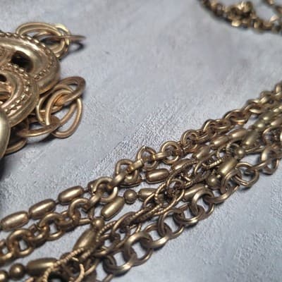 Vintage Chico's Convertible Statement Necklace & Brooch Set Chunky Chain Signed - Thumbnail 7
