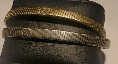 Vtg Marshal Metal MFG. Two Tubogas Chain Silver Plated & Gold Plated Bracelets - Thumbnail 2