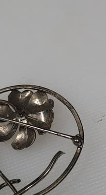 Vtg Signed 925 Sterling Silver BB 3 D Flower Cute Brooch Pin - Thumbnail 3