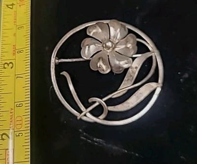 Vtg Signed 925 Sterling Silver BB 3 D Flower Cute Brooch Pin - Thumbnail 5