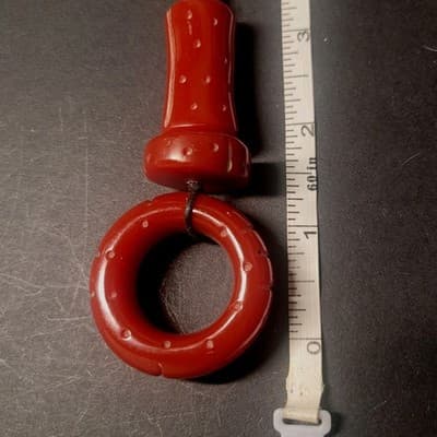 Vintage Carved Cherry Amber Bakelite Necklace Abstract Mid Century Modernist - Thumbnail 2