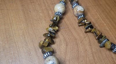 Handmade Tiger’s Eye & Picture Jasper Beaded Necklace | Earth Tone Stone Jewelry - Thumbnail 10