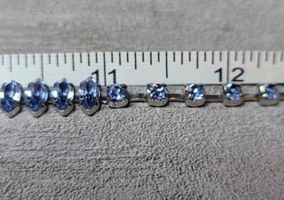 Vintage Blue Rhinestone Tennis Necklace 14–15” Silver Tone Marquise Round Choker - Thumbnail 3