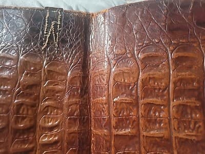 Vintage Crocodile Embossed Leather Wallet Clutch Brown Accordion Interior - Thumbnail 8