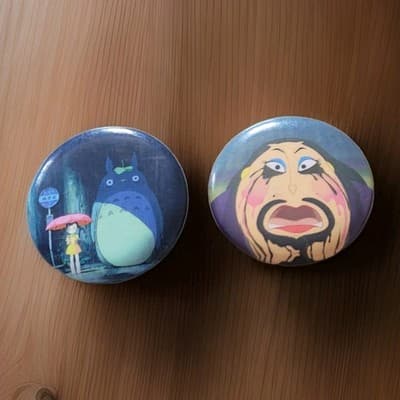 Loungefly Studio Ghibli Pinback Buttons Totoro & No Face 1” Set of 2 - Image 1