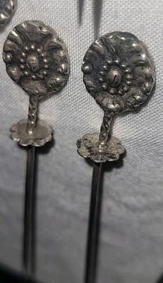 Antique European 800 Silver Skewer Cocktail Pick Art Nouveau Set – 3” – KL Mark - Thumbnail 6