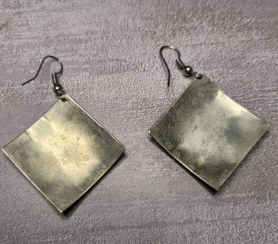 Handmade Peruvian Aguayo Fabric Dangle Earrings Alpaca Silver Tone Boho Ethnic - Thumbnail 2
