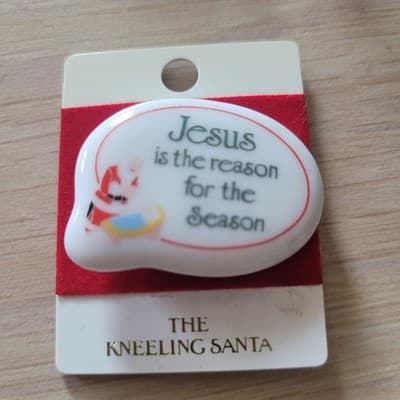 Jesus Is The Heart Of The Season 1989 2002 Pin Kneeling Santa Gauer Roman - Image 1