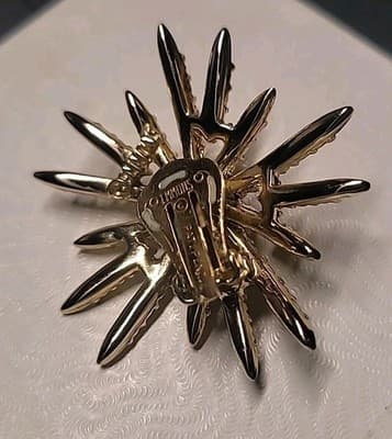 EMMONS Vintage Pearl & Rhinestone Gold-Tone Starburst Clip On Earrings (RF985-6) - Thumbnail 3