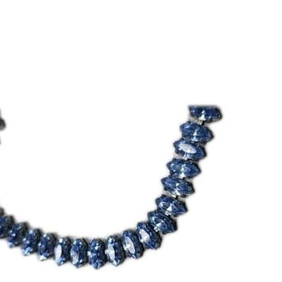 Vintage Blue Rhinestone Tennis Necklace 14–15” Silver Tone Marquise Round Choker - Thumbnail 2