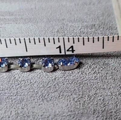 Vintage Blue Rhinestone Tennis Necklace 14–15” Silver Tone Marquise Round Choker - Thumbnail 4